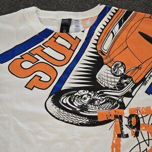 VTG Y2K Super Bell Axle Hot Rod Shirt Mens Size L Double Sided Car Racing Tee